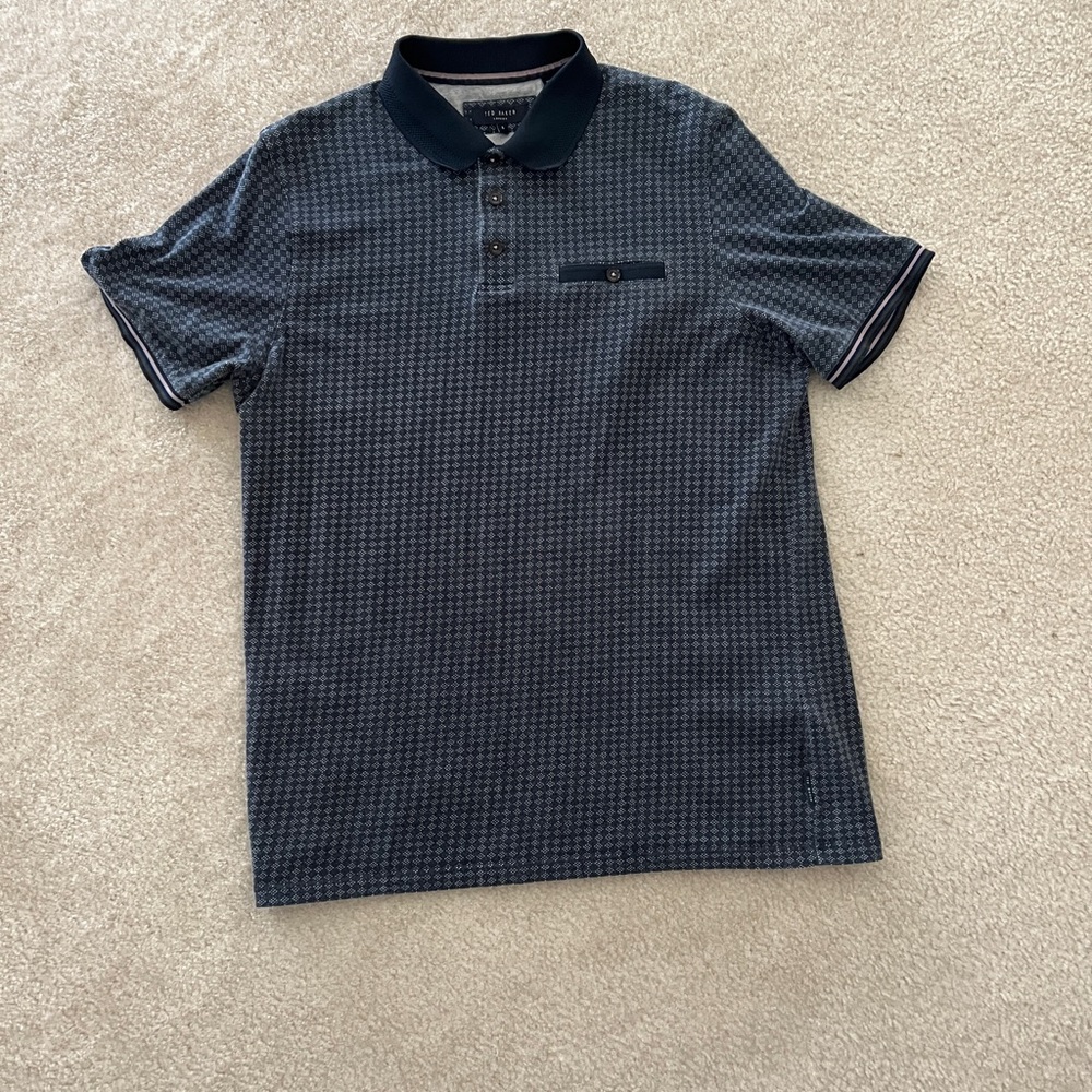 Ted Baker Men’s Dark Blue Textured Polo Shirt